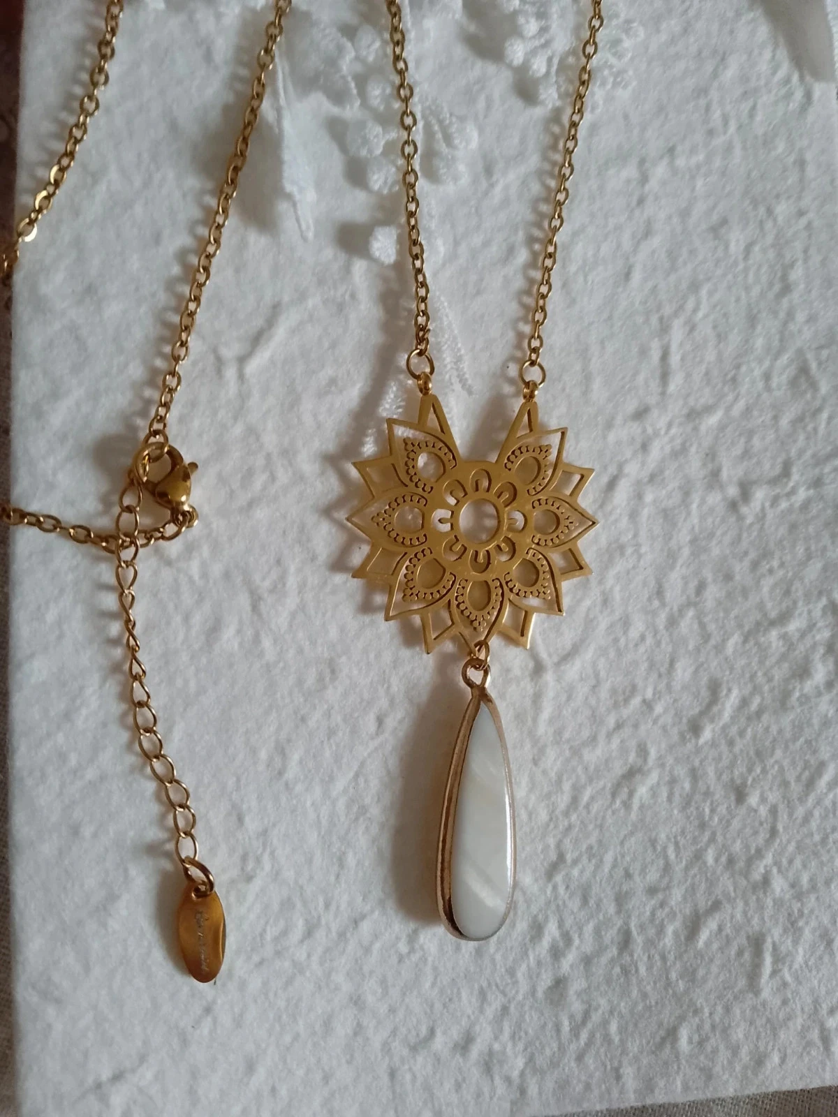 Collier fleur de vie hanger witte nacre – photo 3
